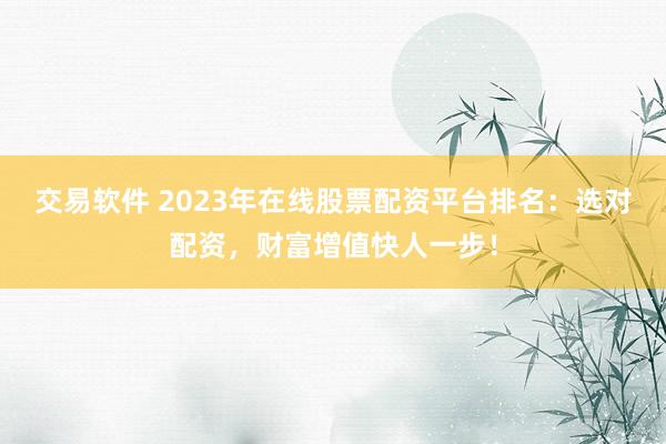 交易软件 2023年在线股票配资平台排名:选对配资,财富增值快人一步!