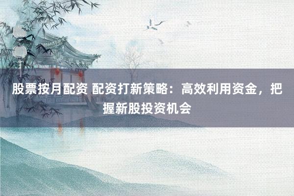 股票按月配资 配资打新策略：高效利用资金，把握新股投资机会