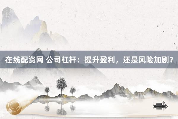 在线配资网 公司杠杆：提升盈利，还是风险加剧？