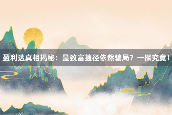 盈利达真相揭秘：是致富捷径依然骗局？一探究竟！