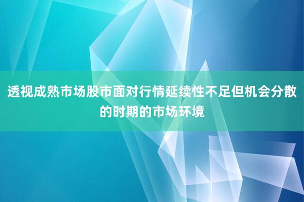 透视成熟市场股市面对行情延续性不足但机会分散的时期的市场环境