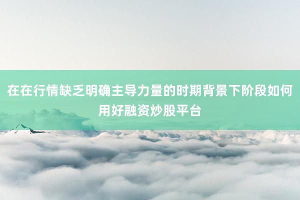 在在行情缺乏明确主导力量的时期背景下阶段如何用好融资炒股平台