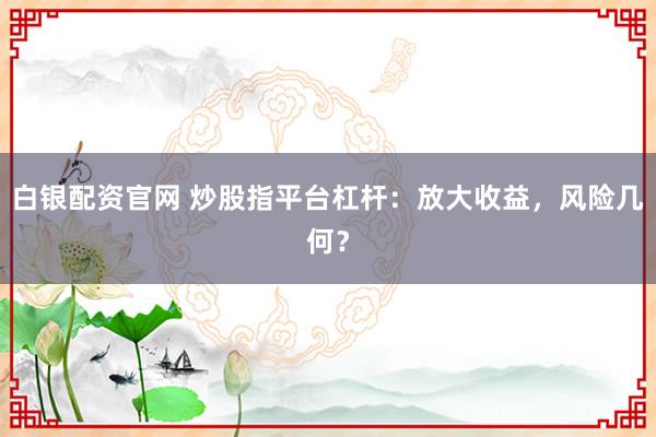 白银配资官网 炒股指平台杠杆：放大收益，风险几何？