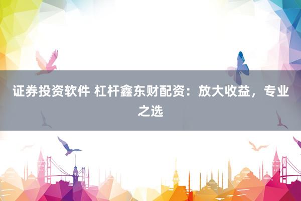 证券投资软件 杠杆鑫东财配资：放大收益，专业之选
