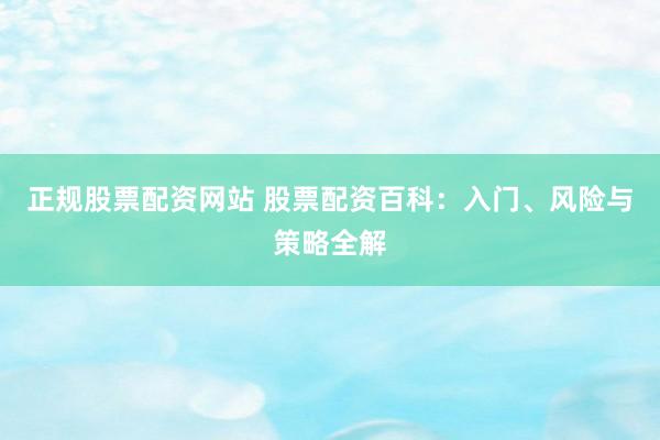 正规股票配资网站 股票配资百科：入门、风险与策略全解