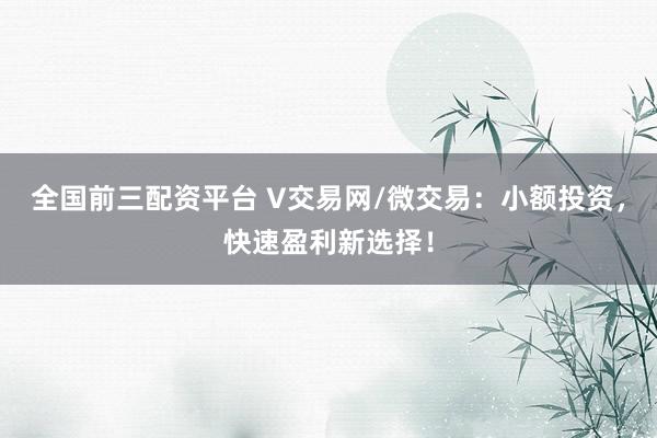 全国前三配资平台 V交易网/微交易：小额投资，快速盈利新选择！