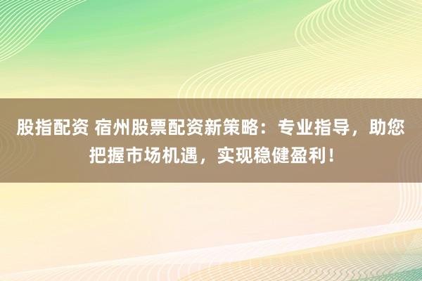 股指配资 宿州股票配资新策略：专业指导，助您把握市场机遇，实现稳健盈利！