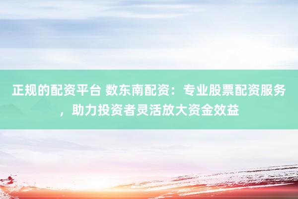 正规的配资平台 数东南配资：专业股票配资服务，助力投资者灵活放大资金效益