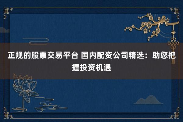 正规的股票交易平台 国内配资公司精选：助您把握投资机遇