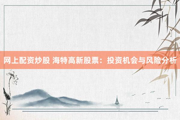 网上配资炒股 海特高新股票：投资机会与风险分析